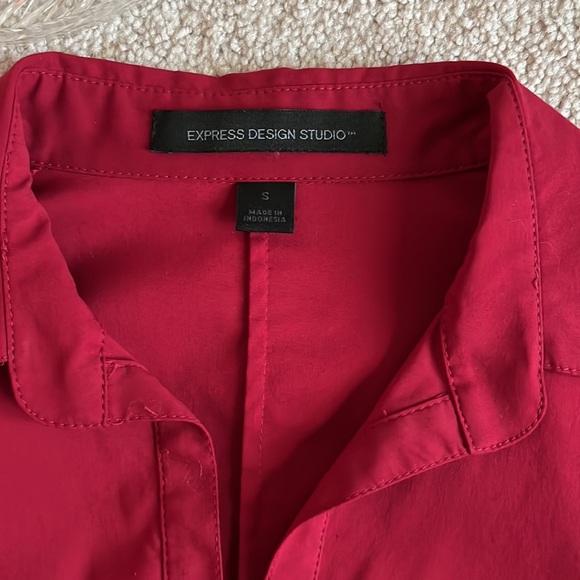 Express Red Side Rouched Blouse Size Small - Picture 7 of 8